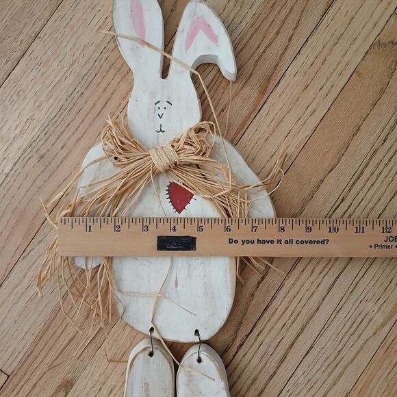 Moveable Handmade Wooden Shaped Easter Bunny Rabbit Wall Hanging Decoration 20" - Picture 7 of 7